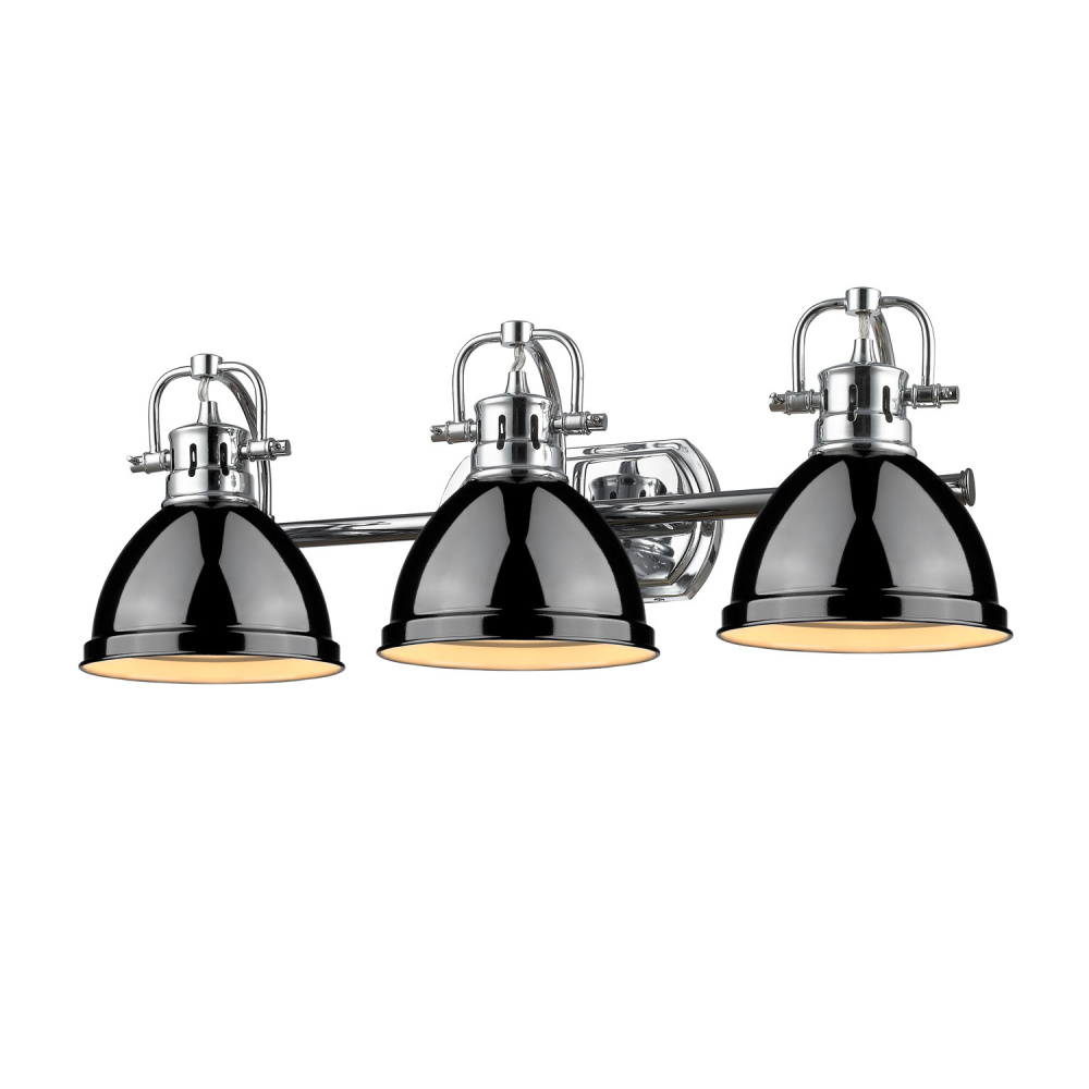 Yep by Golden Lighting Duncan 3-light Vanity in Chrome and Black shade